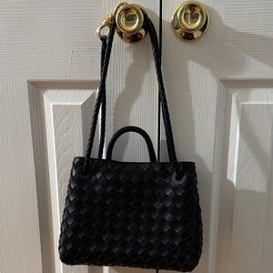 Elegant Black Woven Tote Bag